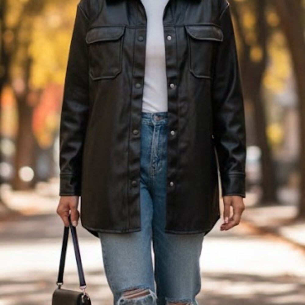 Black top leather style imitation size M -  fits to LARGE